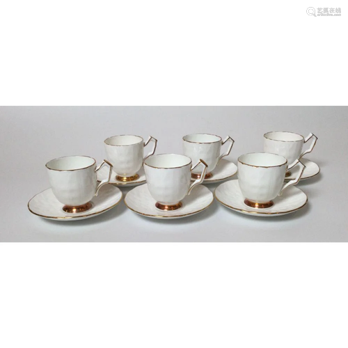 Set of 6 Demitasse Cups and Saucers by AYNSLEY BONE