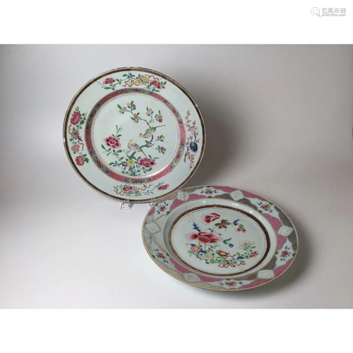 Antique Chinese Famile Rose Qing Dynasty Period Plates