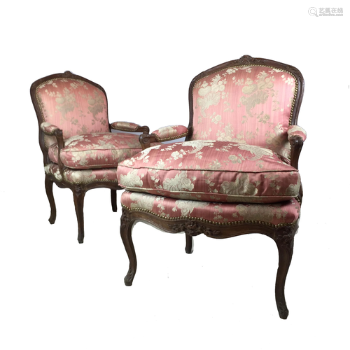 Pair of French Louis XV armchairs