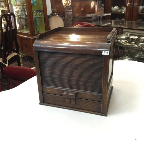 Small oak filing cabinet