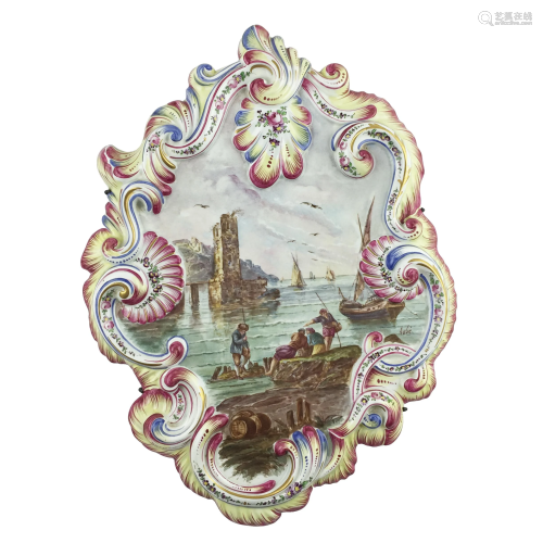 Hand-painted French earthenware plaque.