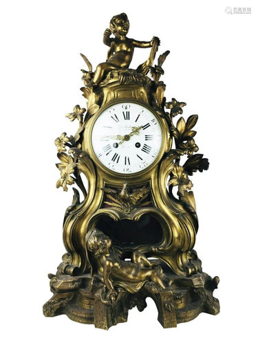 French Louis XV style table clock