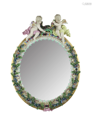 Bevelled oval mirror
