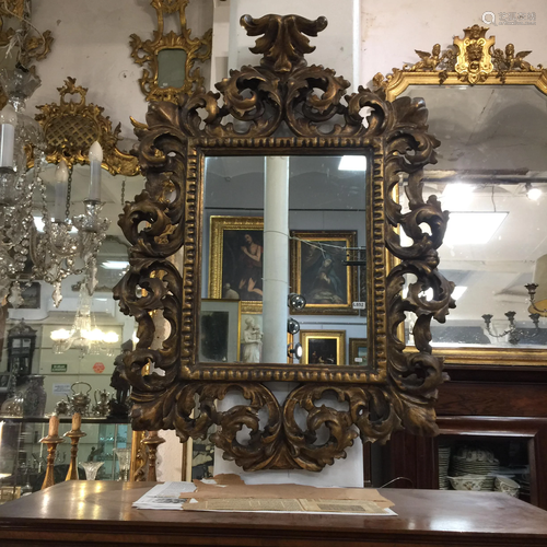 Florentine carved wooden mirror