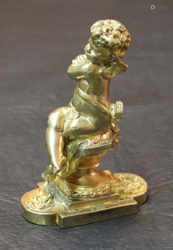 Baccarat gilt bronze cupid small figure