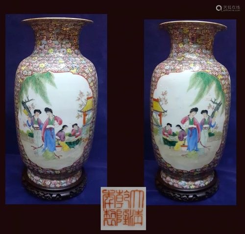 Qianlong millefiori pair vases