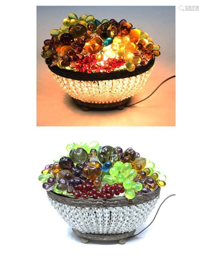 CZECH center piece lamp glass fruits