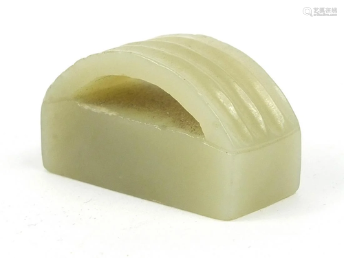 Chinese celadon jade weight, 4.5cm wide