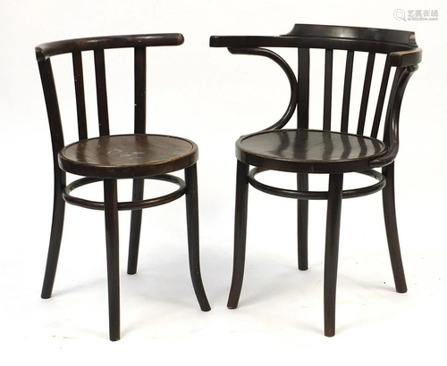 Two vintage bentwood chairs comprising Thonet and