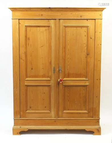 Victorian pine two door wardrobe, 190cm H x 131cm W x