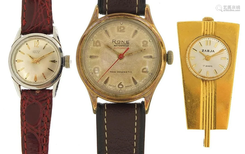 Three vintage watches including Rone and Vertex