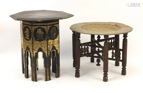 Two Anglo Indian occasional tables comprising black