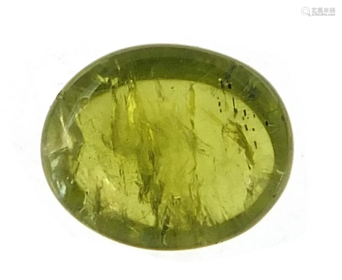 Oval olive green peridot gemstone with certificate,