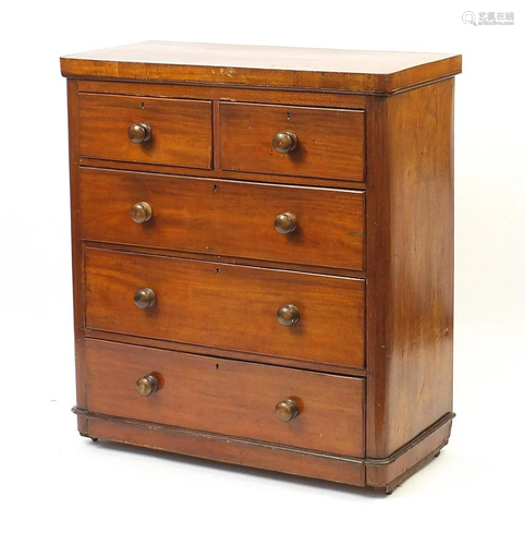 Victorian mahogany five drawer chest, 107cm H x 95.5cm