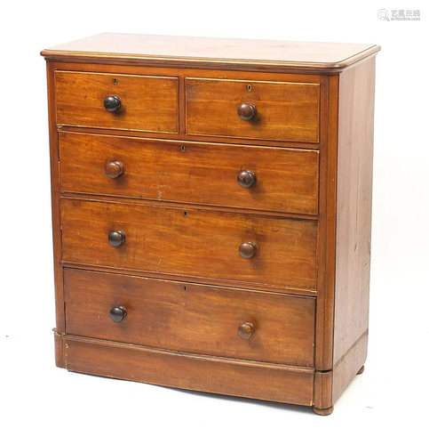 Victorian mahogany five drawer chest, 110.5cm H x 103cm