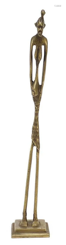 African bronze figure of a nude female, 38.5cm high