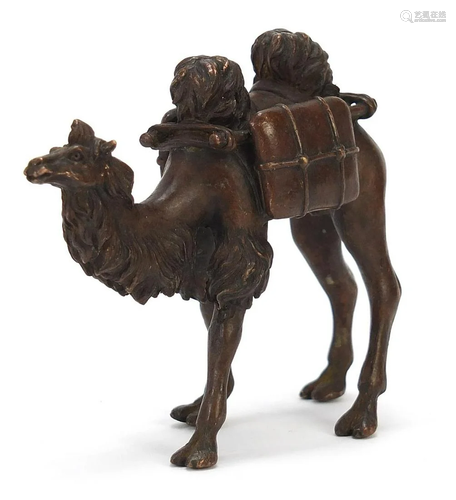 Japanese patinated bronze camel, impressed marks to the