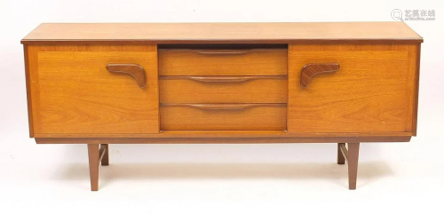 1970's teak sideboard, 74cm H x 182cm W x 40.5cm D