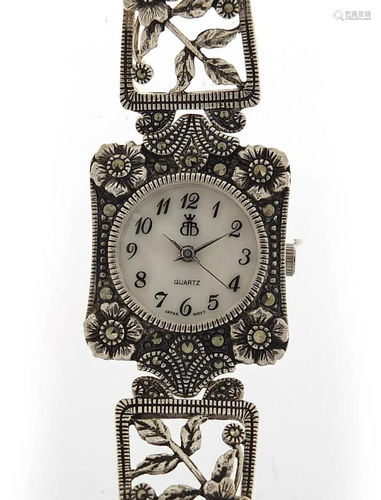 Ladies' silver marcasite wristwatch by Brooks & Bentley