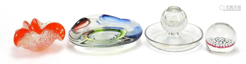 Art glassware including a Millefiori paperweight and