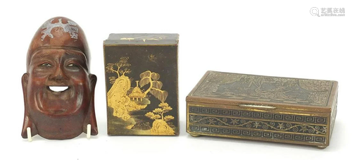 Chinese and Japanese objects including a lacquered box