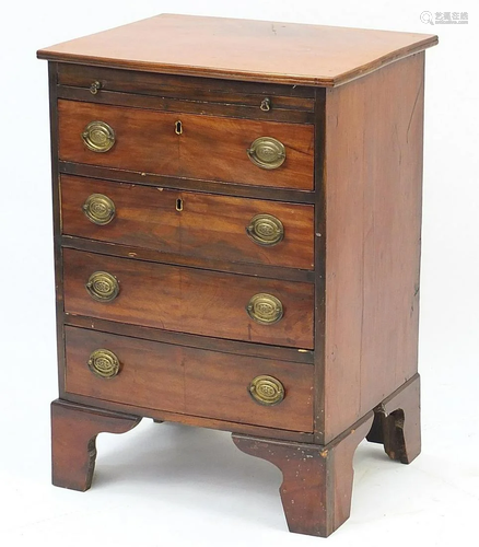 Mahogany bow fronted four drawer chest with brushing