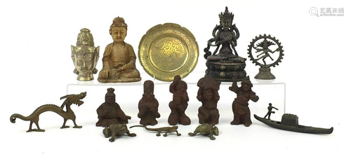 Chinese and Indian objects including a bronzed Buddha,