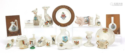 Crested china including military interest tank and