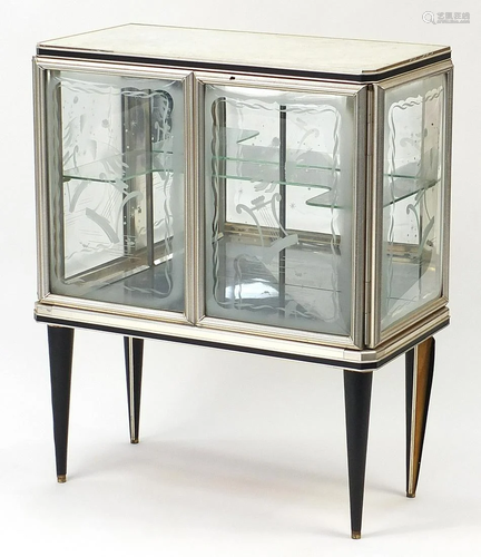 1950's Retro Italian style glass cabinet, the bow