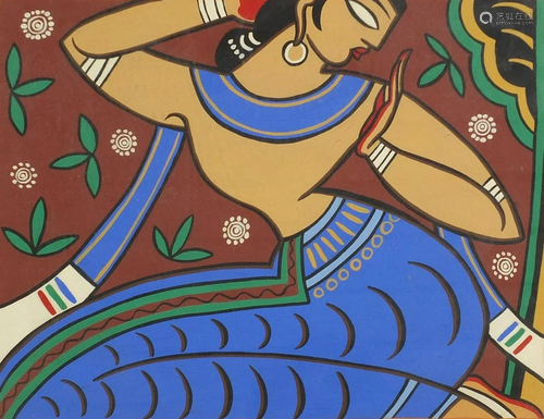 Female Goddess, Indian school watercolour and gouache,