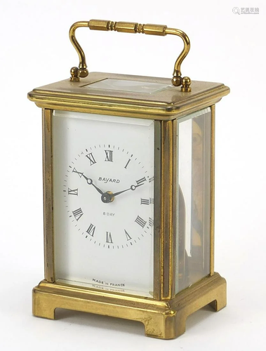 Bayard eight day brass cased carriage clock, 11.5cm