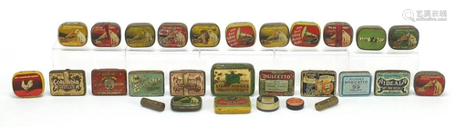 Collection of vintage gramophone needle tin cases with