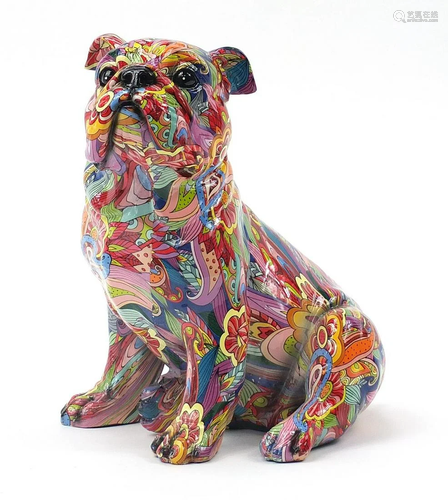 Marbleised model of a seated dog, 28cm high