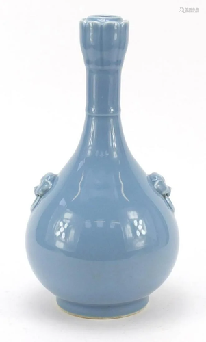 Chinese porcelain garlic head vase with ring handles