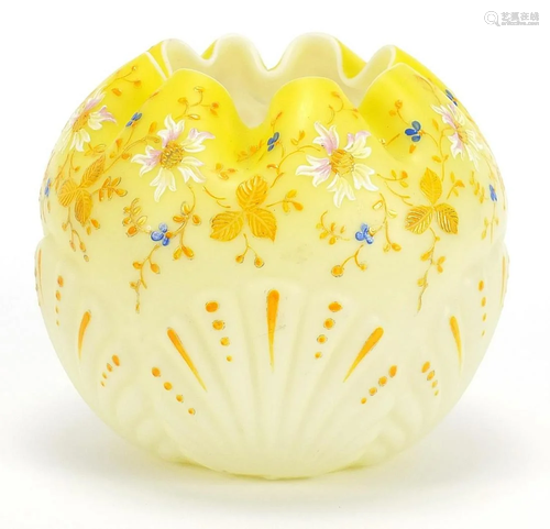 American glass vase enamelled with flowers, 12.5cm high