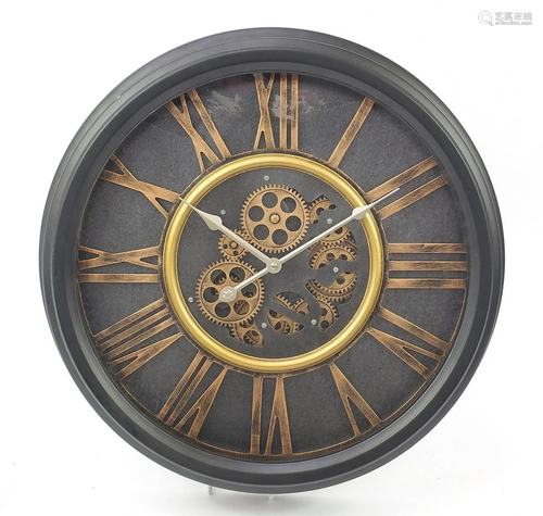 Modernist skeleton design wall clock with Roman