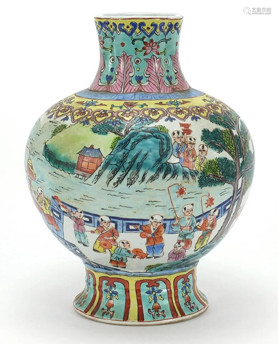 Chinese porcelain vase hand painted in the famille rose