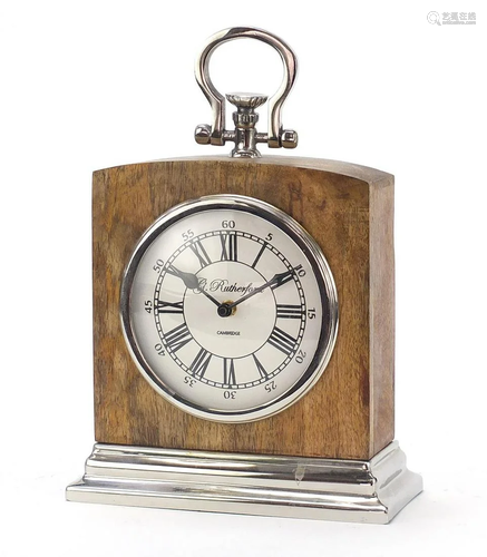 Oversized hardwood pocket watch design desk clock with