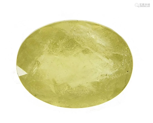 Oval green/yellow heliodor gemstone with certificate,