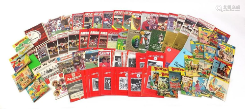 Vintage and later ephemera comprising Arsenal Football