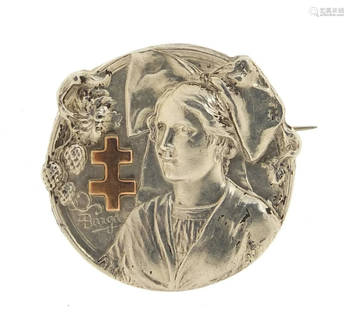 Armand Bargas, Art Nouveau silver coloured brooch