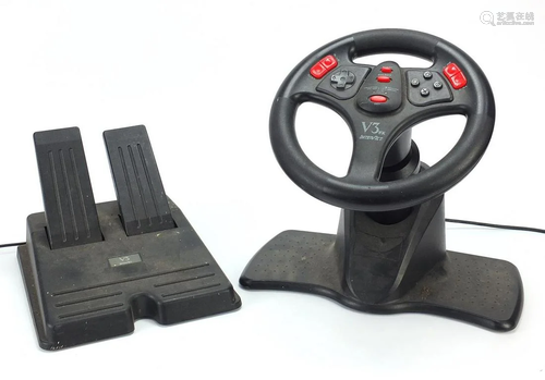 Play Station I steering wheel with foot pedals