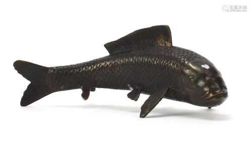 Japanese patinated bronze fish, 26cm in length