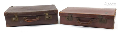 Two vintage luggage cases including a leather example,