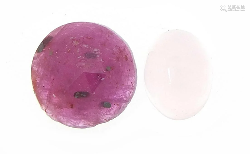 Two gemstones with certificates comprising pink rose