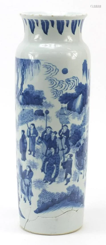 Large Chinese blue and white porcelain vase hand