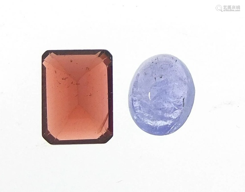 Two gemstones with certificates comprising blue