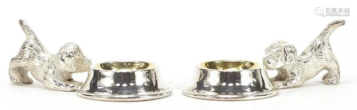 Pair of novelty silver plated dogs salts with gilt