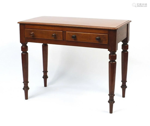 Victorian mahogany side table with two drawers, 73cm H