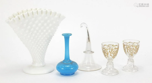 19th century glassware including a pair of gilded